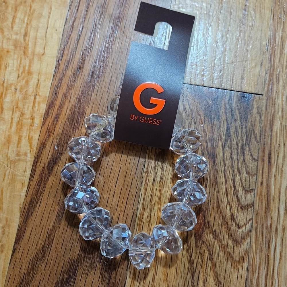 NWT! Gorgeous G by Guess Chunky Clear Crystal Bead Bracelet